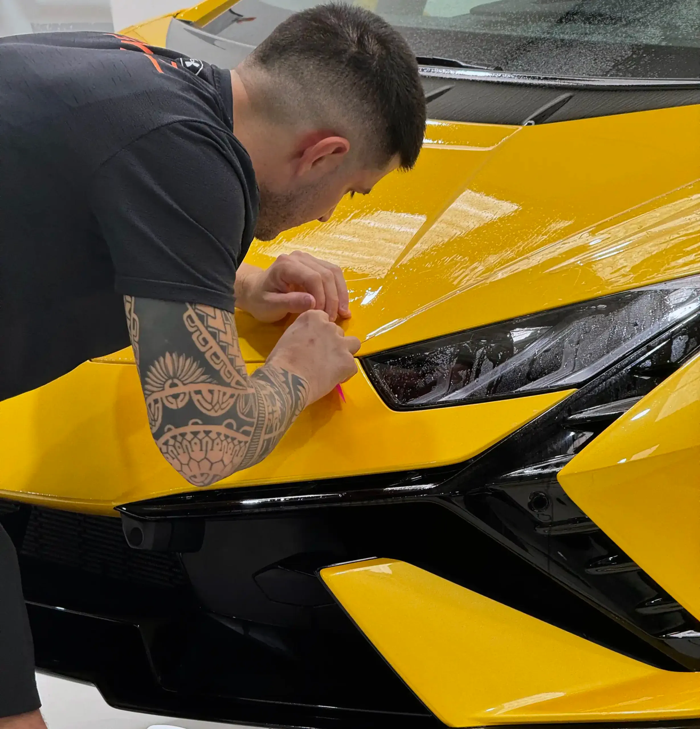 Lamborghini Huracán in workshop yellow, paint protection film by Vinyl Wrapz Perth