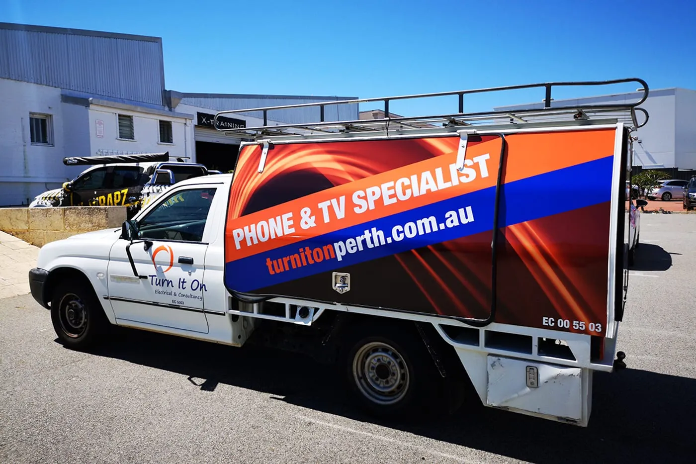 Branded ute canopy for a CCTV and electrical business