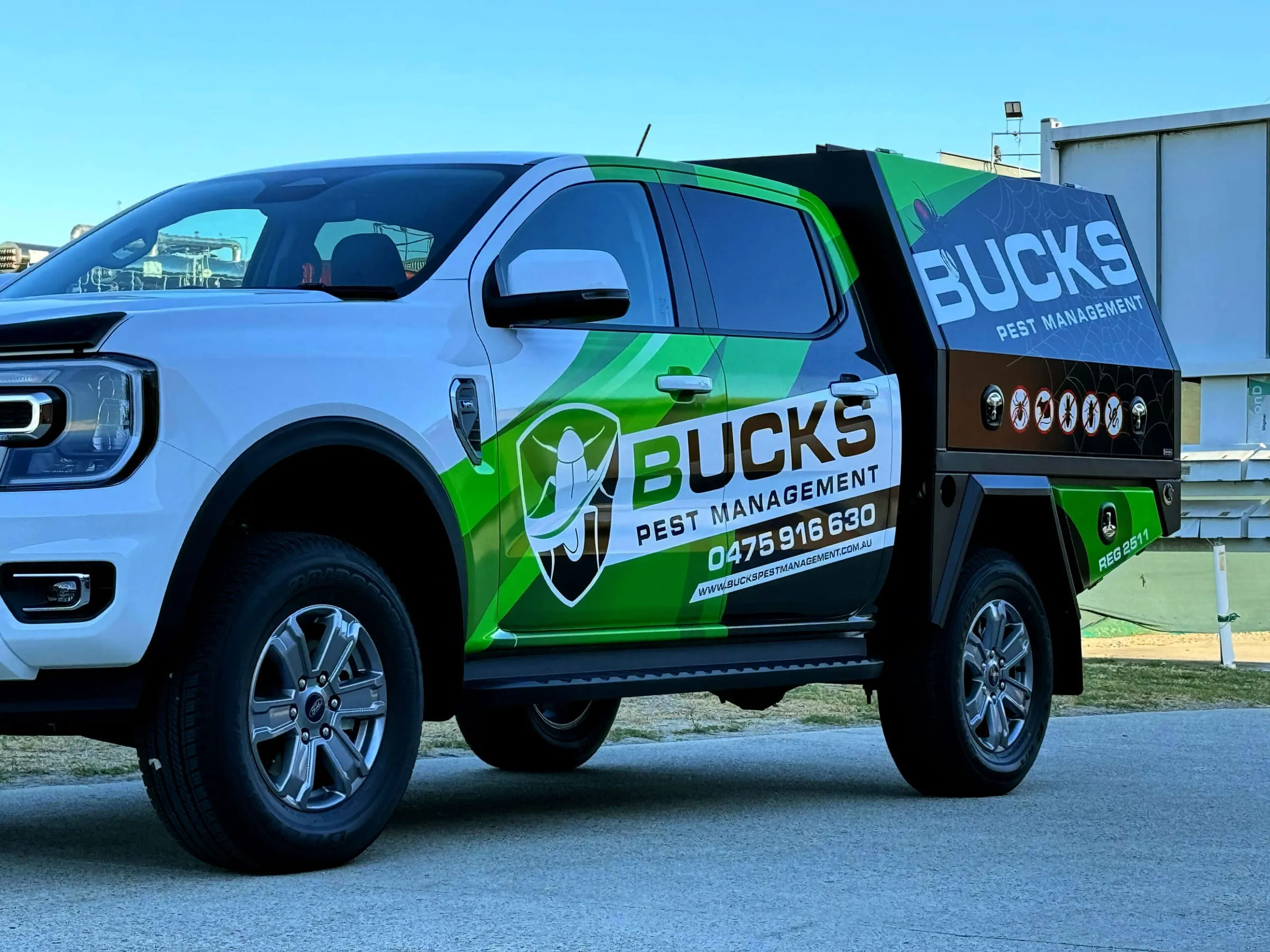 Ford Ranger work ute with partial wrap and fully branded canopy, wrapped by Vinyl Wrapz Perth